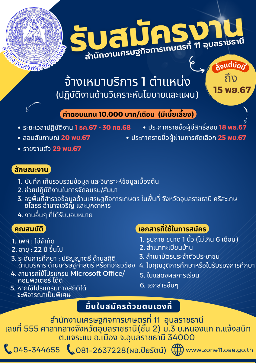 รับสมัคร จ้างเหมาบริการ ปฏิบัติงานด้านวิเคราะห์นโยบายและแผน