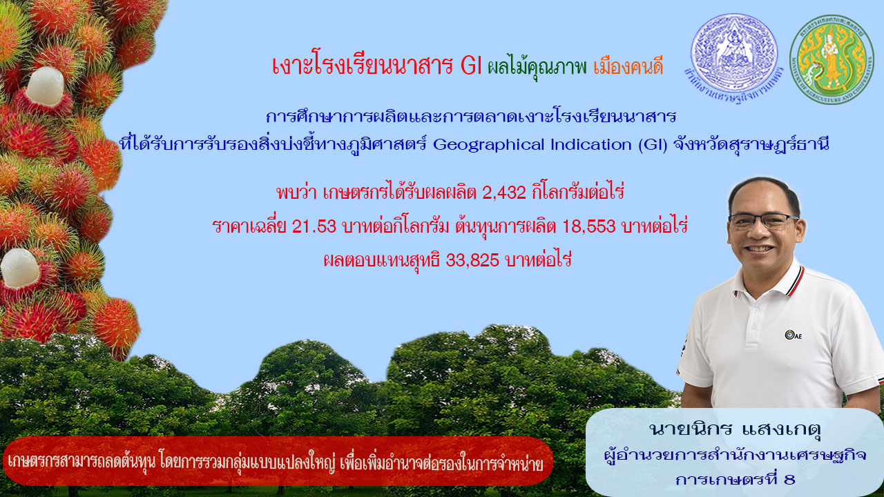 การศึกษาการผลิตและการตลาดเงาะโรงเรียนนาสาร GI จังหวัดสุราษฎร์ธานี